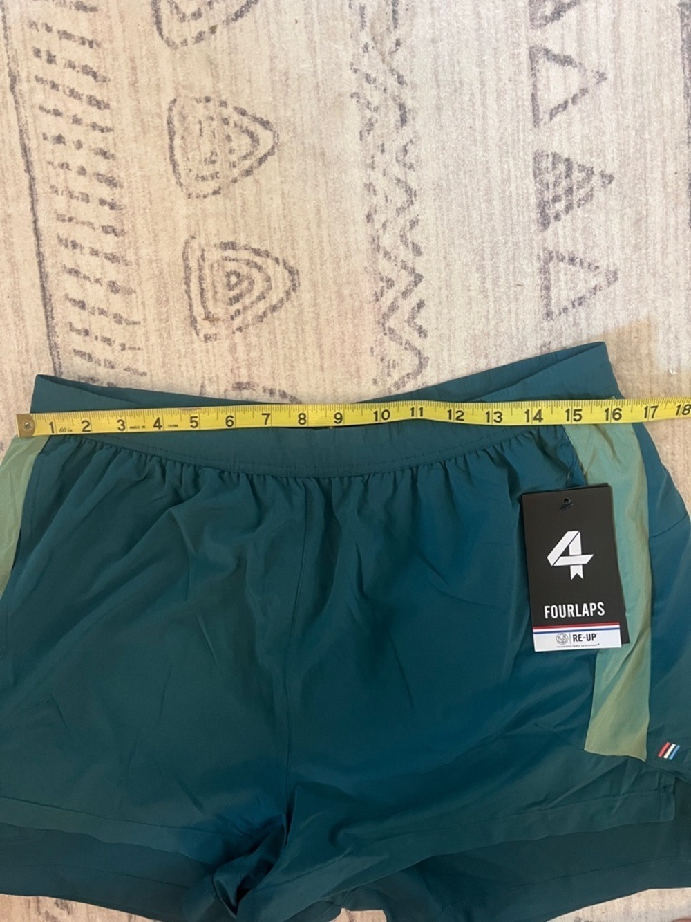 Fourlaps Women's Teal Athletic Shorts with Mint Side Panels - Picture 5 of 9